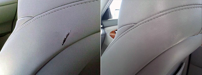 Repaired Torn Leather Seat
